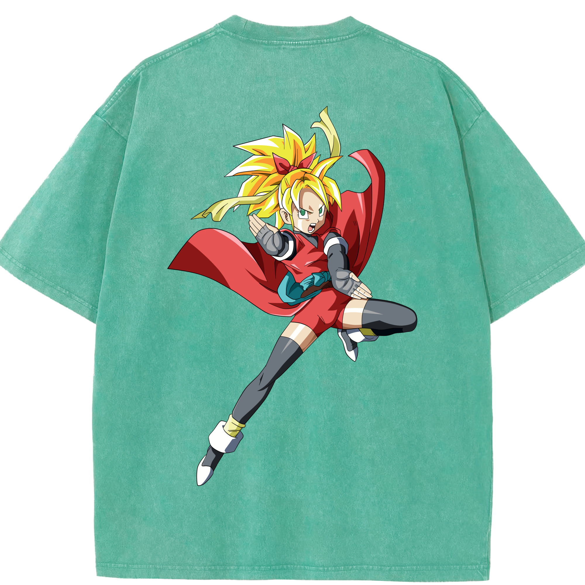 （画像用） ドラゴンボール カリフラ DRAGON BALL Caulifla 綿100% ヴィンテージ風 半袖Tシャツ（背面プリント）
